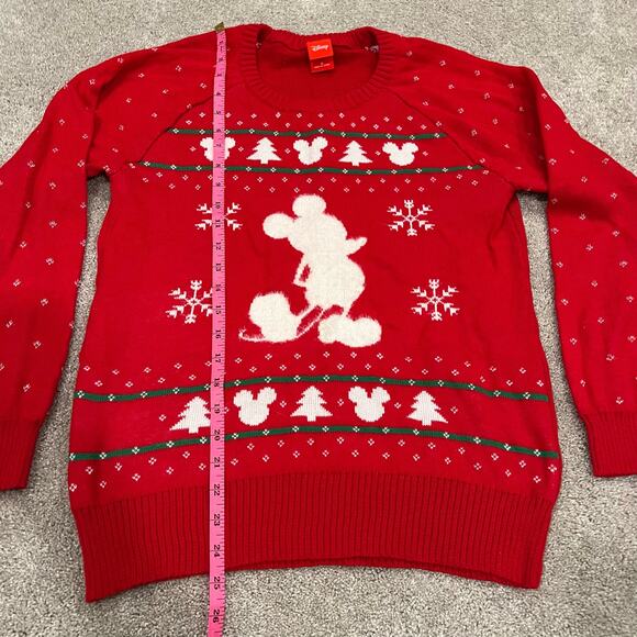 Disney Women's Christmas Mickey Crewneck Sweater in Red Size Medium - Picture 7 of 7